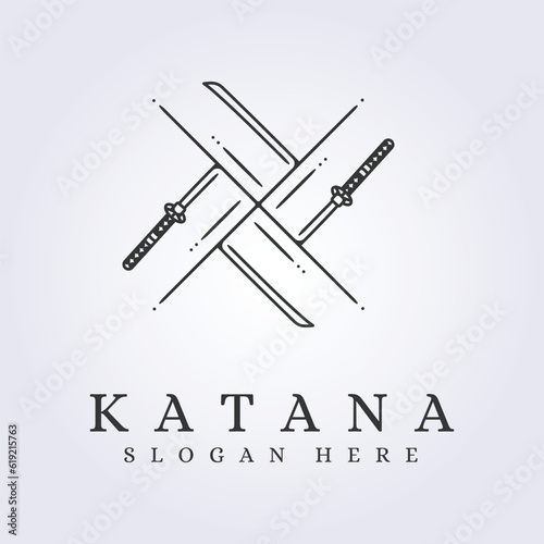 abstract cross katana sword samurai logo sign icon label symbol vector illustration template design