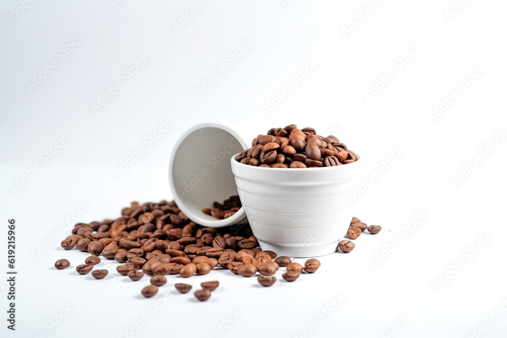 white cup with steam rising against a blank background. Generative AI white cup with steam rising against a blank background. Generative AI