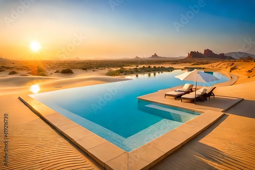 A mesmerizing desert landscape with a swimming pool © ZUBI CREATIONS
