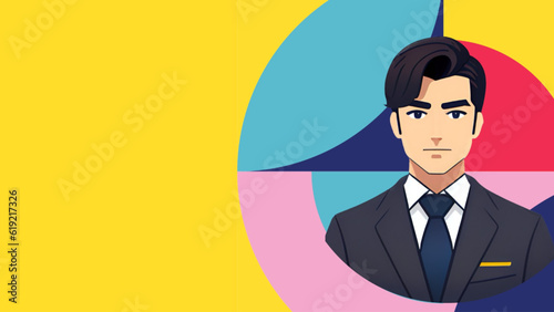 yellow gradient background with businessman - organization chart - ideal for website, slide base, email, greeting card, presentation, postcard, book, poster, playbill, printable -