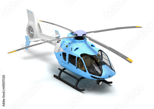 multipurpose passenger helicopter for air transportation perspective view 3d render on white