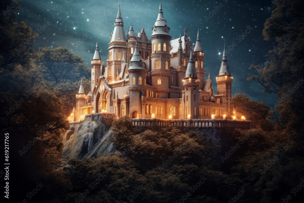 Fototapeta premium Fairytale Castle for Fairies, Generative AI