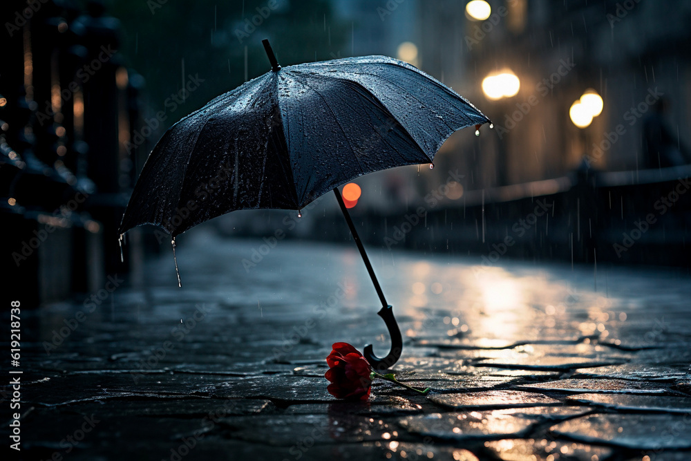 Umbrella in rain