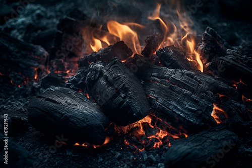 Black coals are burning. Generative AI