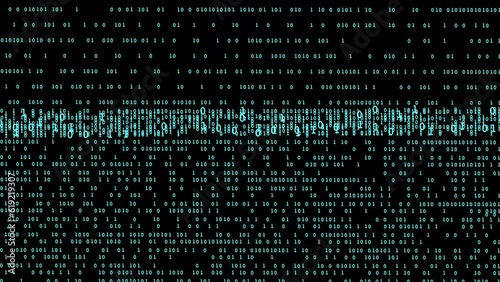 Binary code background loop. Binary numbers moving on computer screen. Digital technology, big data and artificial intelligence concept. 4K video animation 3d rendering.