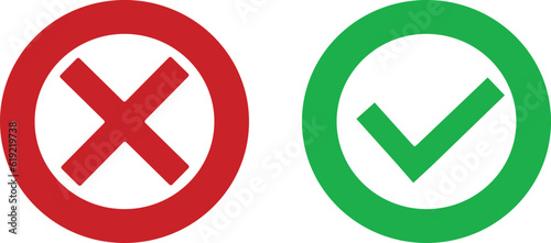 Free Download set two icons yes and no, red cross and green check mark vector illustration - GFXLoad