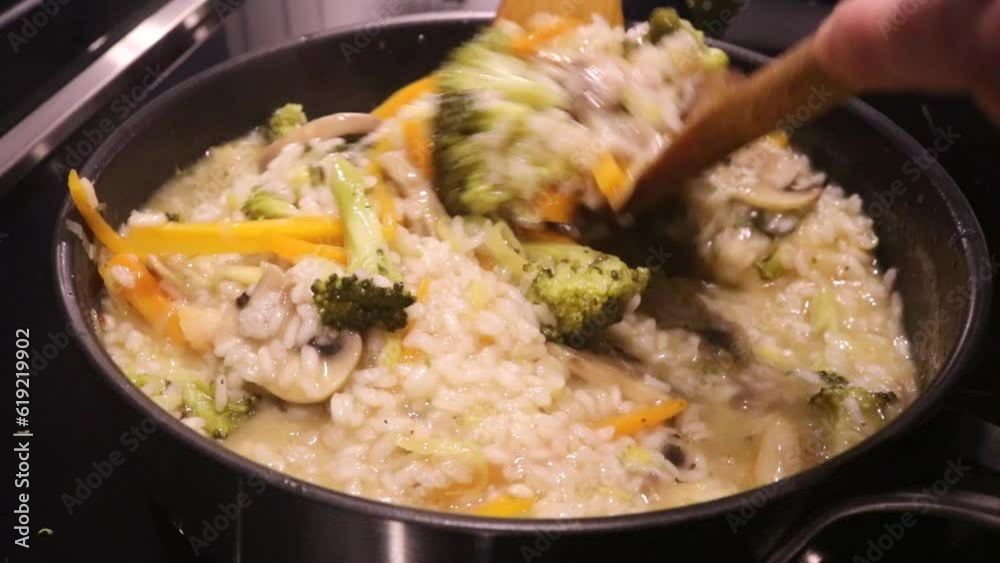 Stirring Delicious Paella Gourmet Kitchen Stirring Delicious Paella Gourmet Kitchen