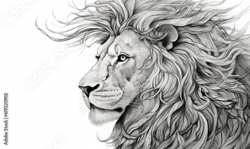  a drawing of a lion's head with long hair. generative ai