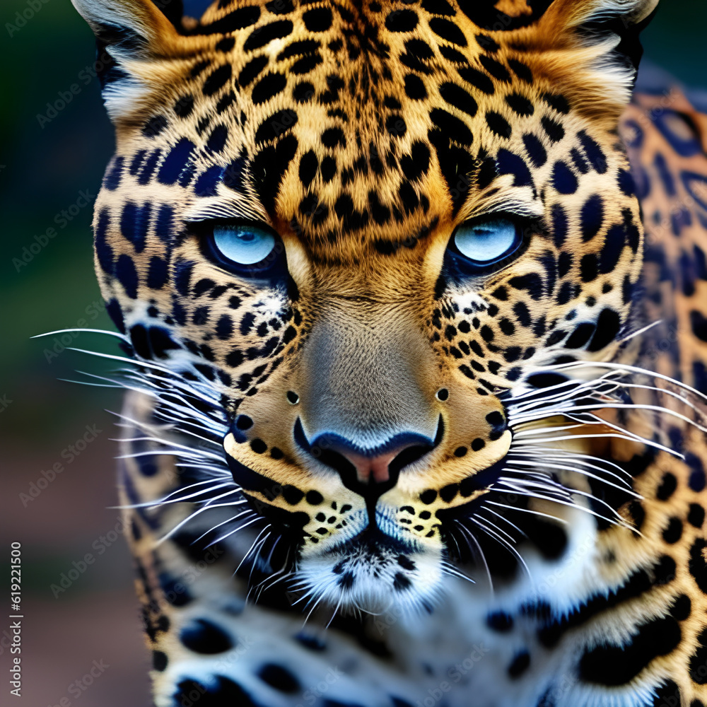 Obraz premium Illustration created by AI Generator of a leopard with vibrant colors and lots of details