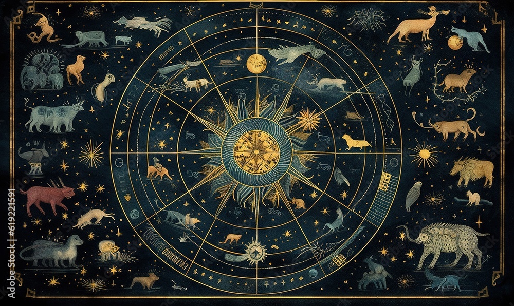  a zodiac sign with all the zodiac signs in the center of it.  generative ai