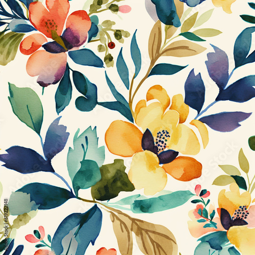 Watercolor yellow blue gree...