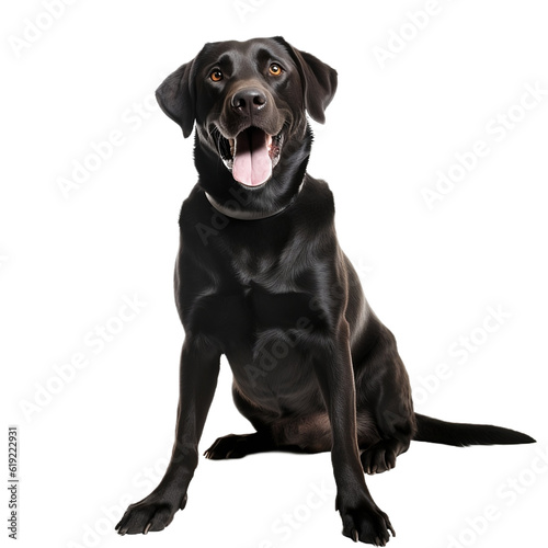 playful black labrador isolated on transparent background