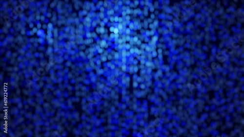 Abstract background. Blue shining blurred lights on black. Christmas pattern. 4K video animation 3d render. 