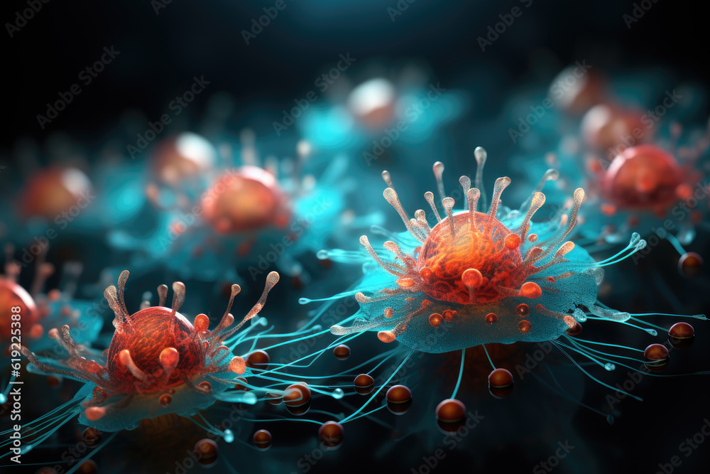 Computer-generated render of T-cells or cancer cells. Generative Ai, Ai ...