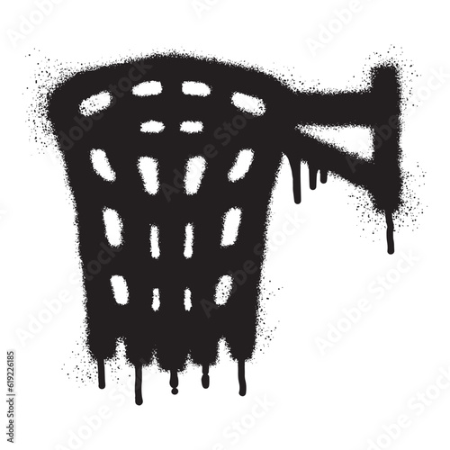 Basketball rim graffiti with black spray paint