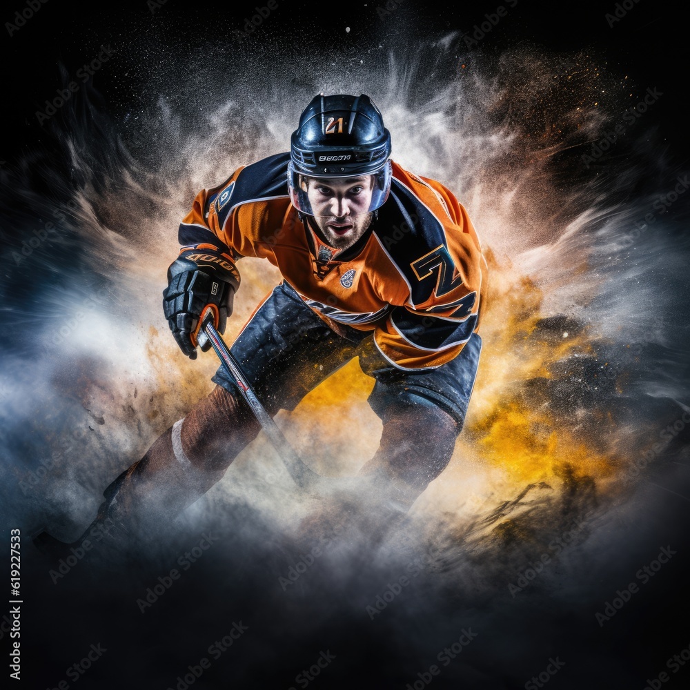 Dynamic Illustration of a Ice Hockey Player - sports clipart Dynamic Illustration of a Ice Hockey Player - sports clipart