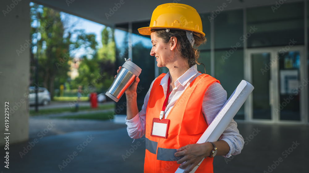 architect woman female construction engineer stand outdoors architect woman female construction engineer stand outdoors
