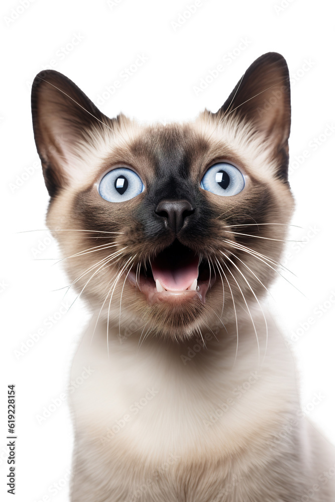 Happy cute Siamese kitten over white transparent background Happy cute Siamese kitten over white transparent background