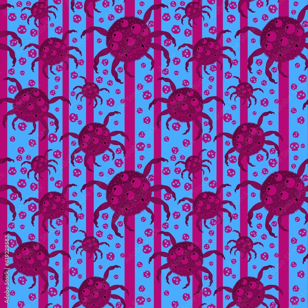 Cartoon monsters seamless Halloween spider pattern for wallpaper and ...