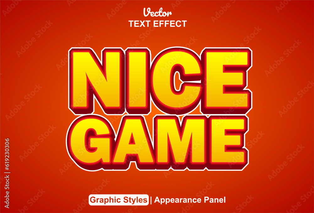 nice game text effect with orange graphic style and editable.