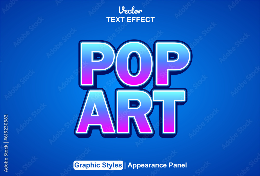 pop art text effect with blue color graphic style and editable.