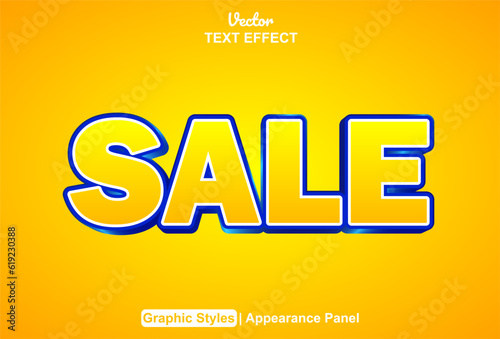 sale text effect with yellow graphic style and editable.