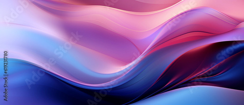 Abstract blue and purple liquid wavy shapes futuristic banner. Glowing retro waves vector background