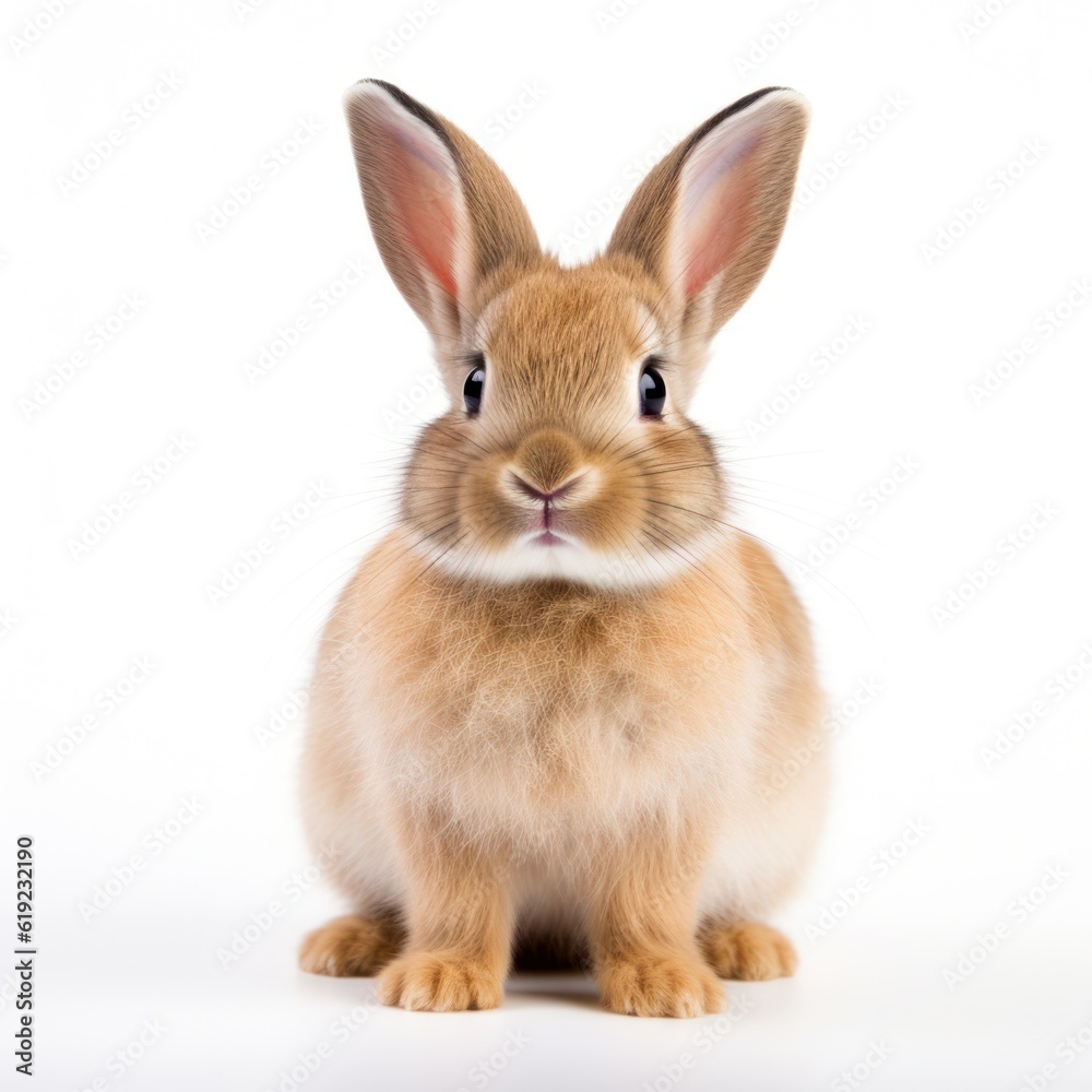 Cute Rabbit Isolated. Illustration AI Generative. Cute Rabbit Isolated. Illustration AI Generative.