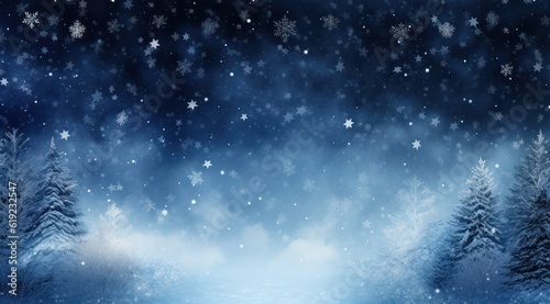 Snowy Christmas Forest. Illustration AI Generative.