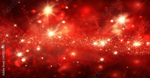 Red Christmas Lights Background. Illustration AI Generative.
