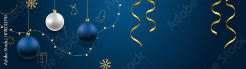 Leinwand Poster Merry Christmas and Happy New Year vector banner