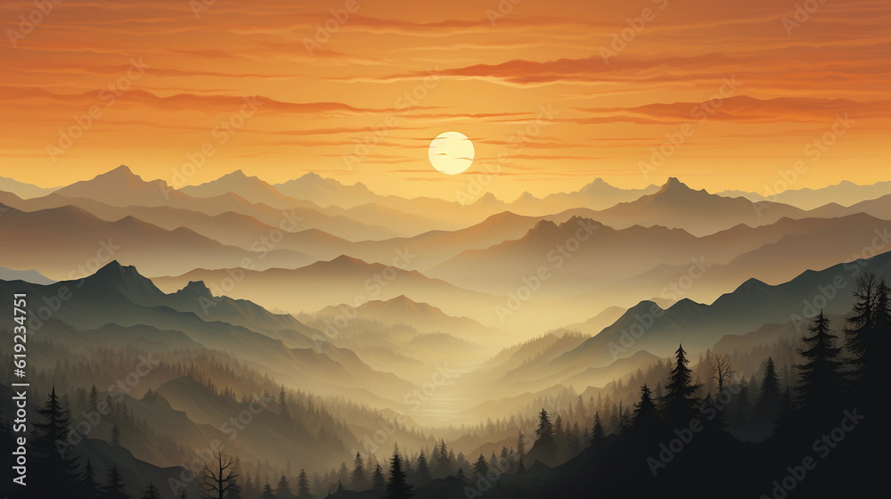 Fototapeta premium Silhouette of mountains