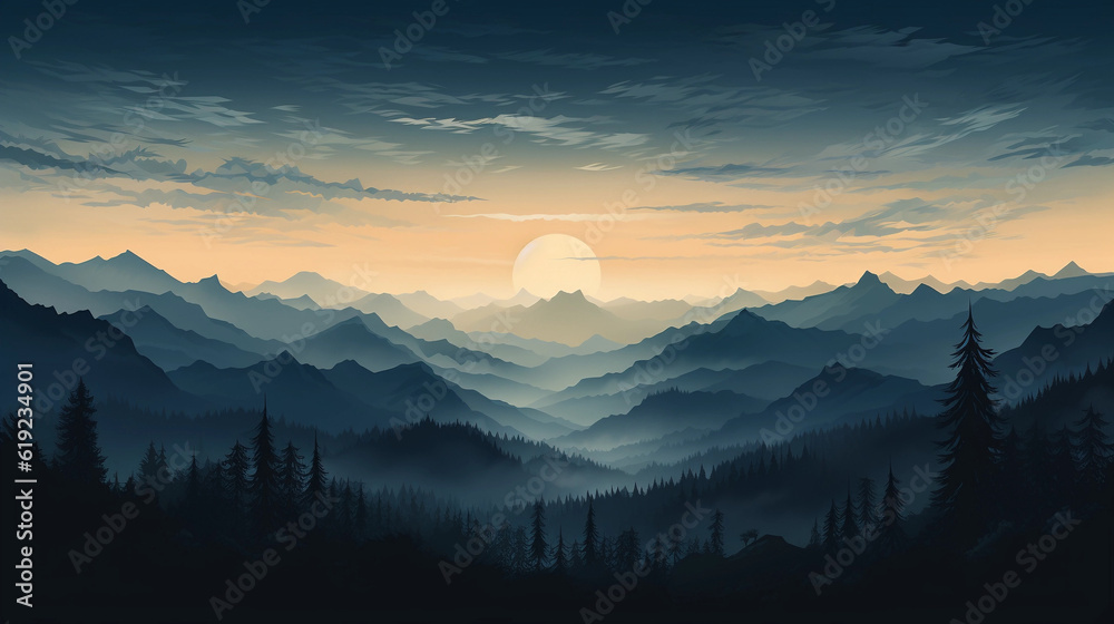 Obraz premium Silhouette of mountains