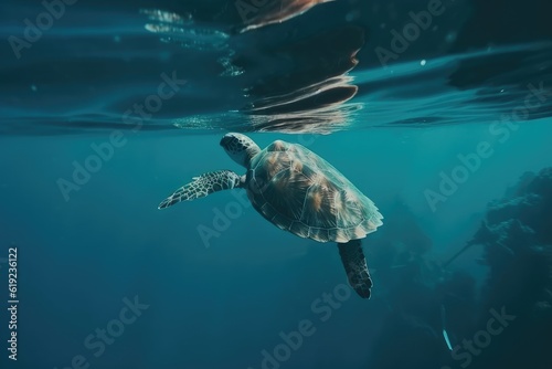 sea turtle swimming in the ocean. Generative AI