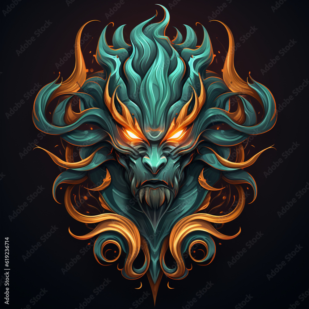 King of eSports: Logo Mascot of Poseidon, the God of the Sea, Generative AI