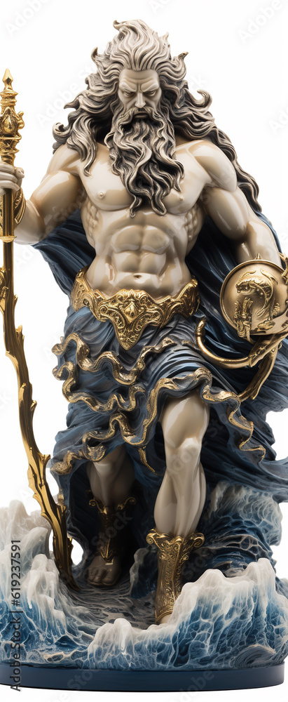 A beautiful image of Poseidon, the god of the seas. Olympian God. Greek god. Mythology. Image managed by AI A beautiful image of Poseidon, the god of the seas. Olympian God. Greek god. Mythology. Image managed by AI
