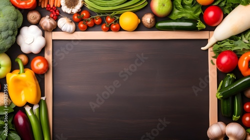 vegetables on blackboard mockup
