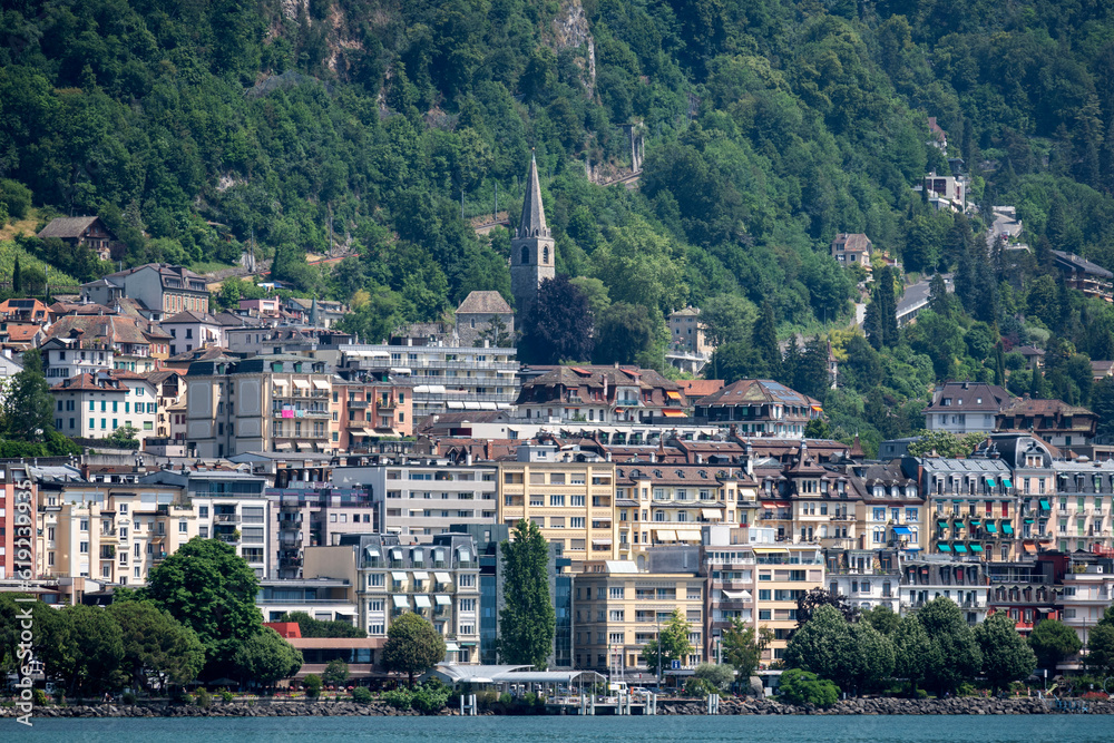 Panorama of town of Montreux, Canton of Vaud, Switzerland