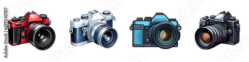 Camera clipart collection, vector, icons isolated on transparent background