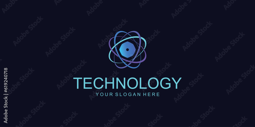 Fototapeta premium Creative technology logo design with modern style| premium vector