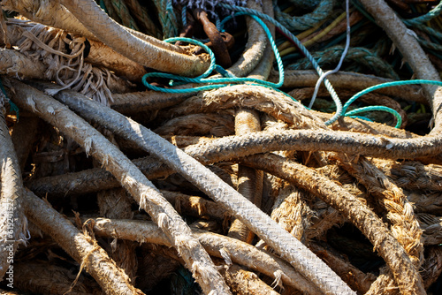 detail of trawl ropes with drawn ropes and footrope photo