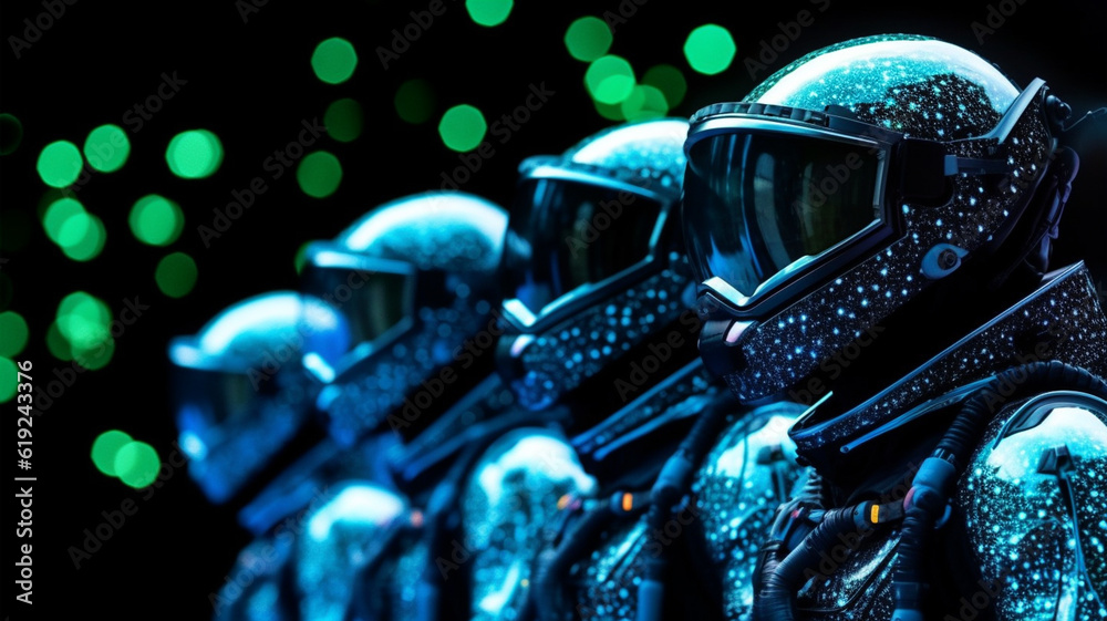 abstract disco club astronaut suit style or dance group, fictional abstract disco club astronaut suit style or dance group, fictional