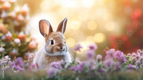 easter bunny in meadow with...
