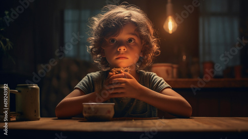toddler child boy eating, l...