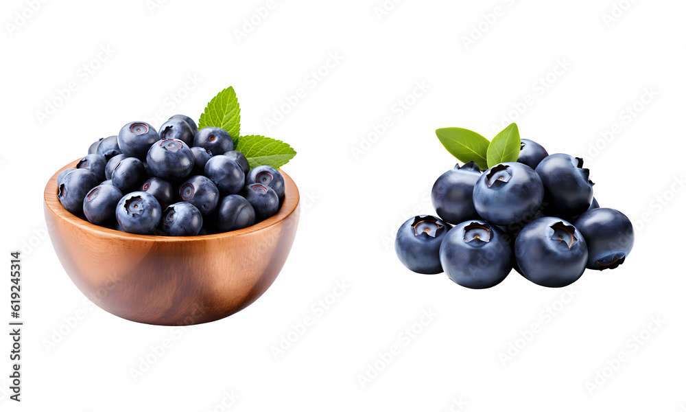 Blueberry and wooden bowl isolated on white transparent png Blueberry and wooden bowl isolated on white transparent png