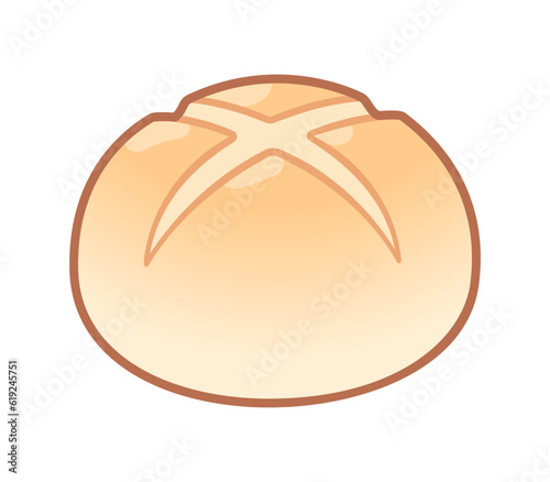 Cross scored bread or bun illustration