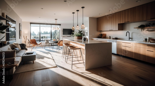 Snapshot of interior modern kitchen with granite