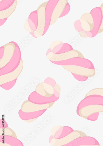 Marshmallow vector background, pink marshmallow