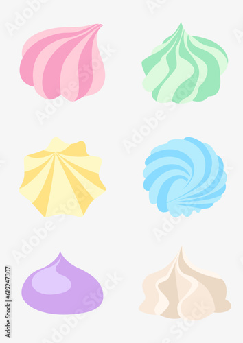 vector meringue, colorful meringue dessert