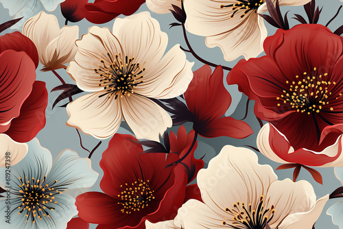 seamless floral pattern set Modern exotic design for paper, cover, fabric, interior decor and other users. Generative Ai